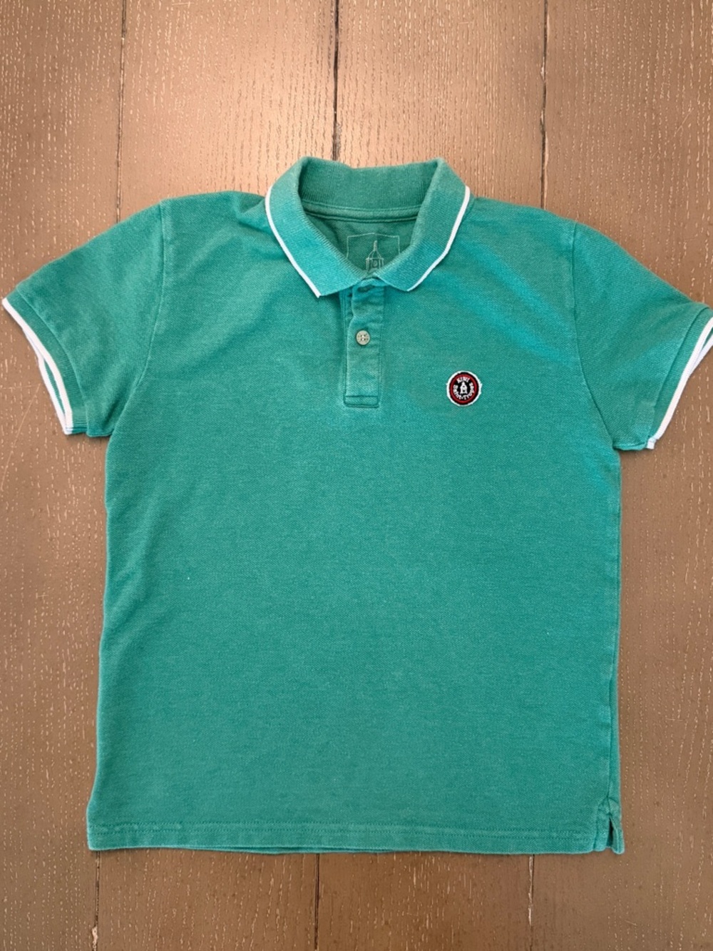 KIWI Saint-Tropez Boys’ Short-Sleeve Green Preppy Cotton Polo Shirt • Size 8 (M)